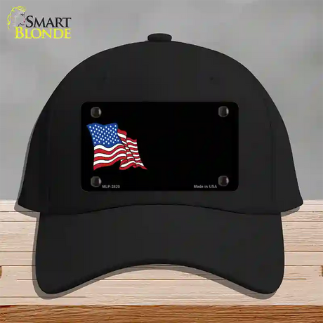 American Flag Offset Novelty License Plate Hat Cotton / Black