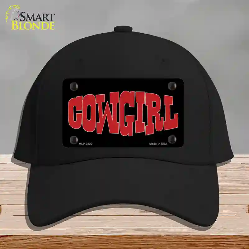 Cowgirl Red Novelty License Plate Hat Cotton / Black