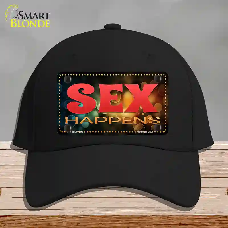 Sex Happens Novelty License Plate Hat Cotton / Black