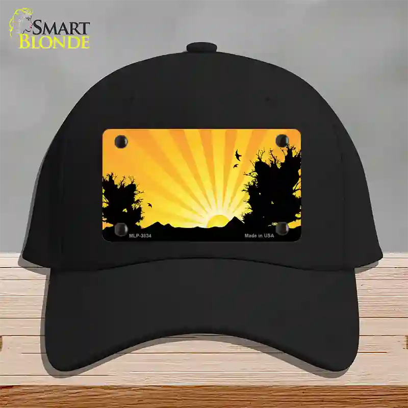 Southwest Orange Sunset Novelty License Plate Hat Cotton / Black