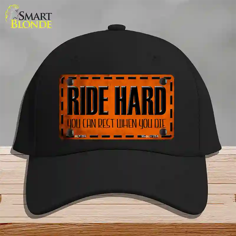 Ride Hard Novelty License Plate Hat Cotton / Black