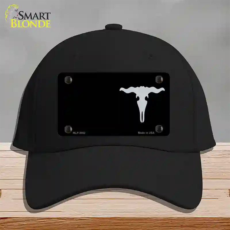 Cattle Skull Offset Novelty License Plate Hat Cotton / Black