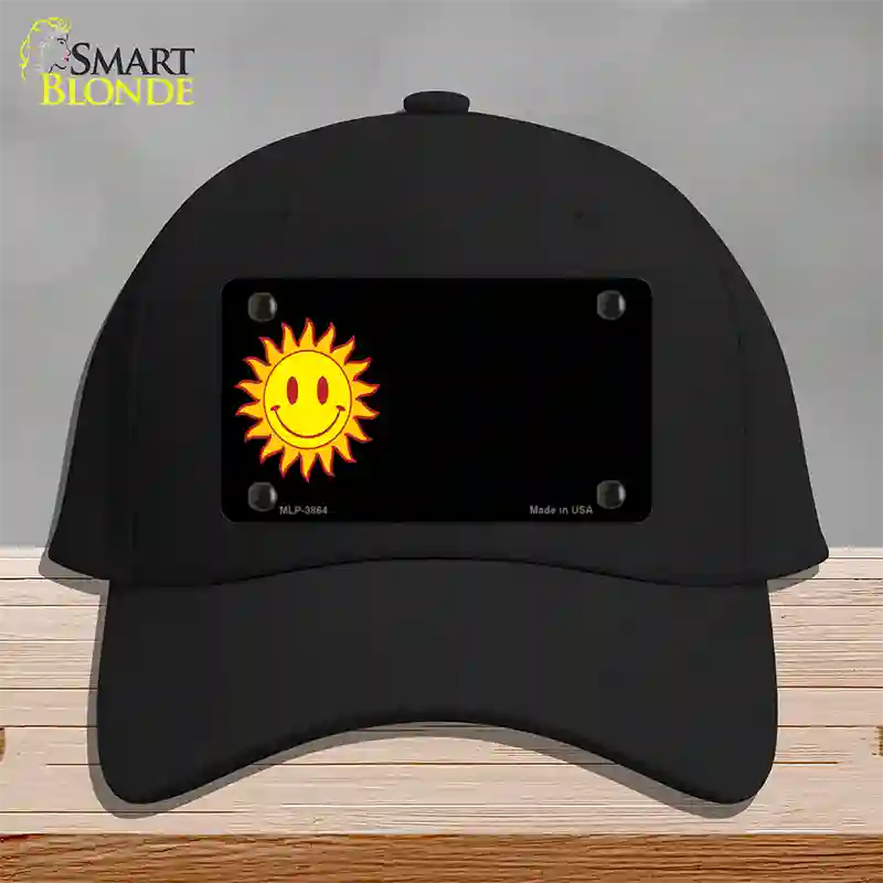 Sun Smiley Offset Novelty License Plate Hat Cotton / Black