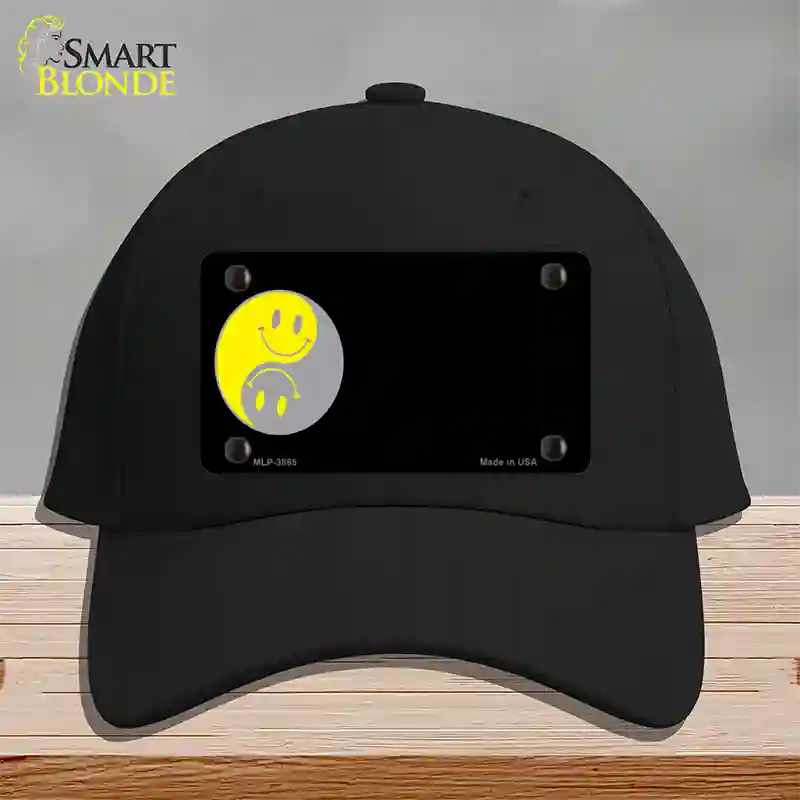 Yin Yang Smiley Offset Novelty License Plate Hat Cotton / Black