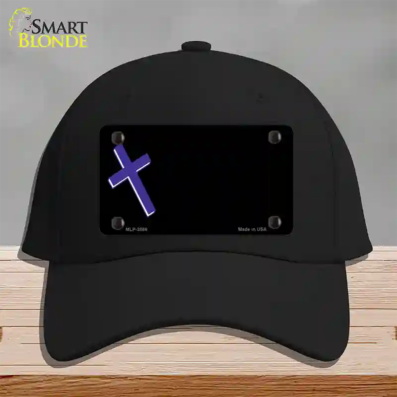 Purple Cross Offset Novelty License Plate Hat Cotton / Black