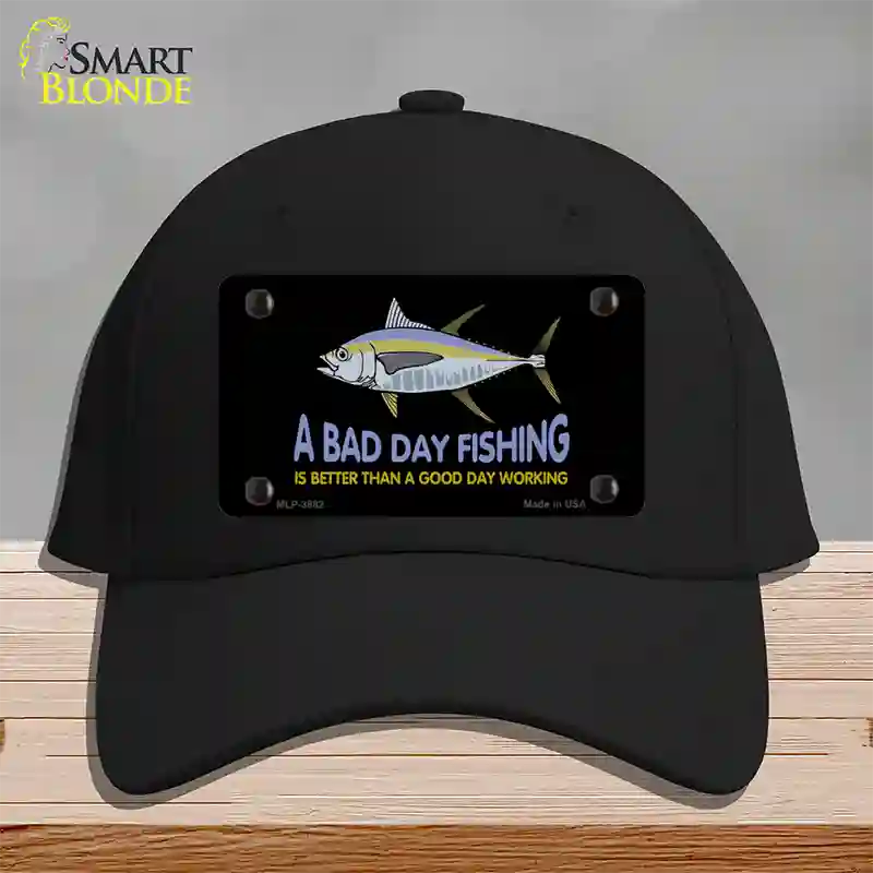 A Bad Day Fishing Novelty License Plate Hat Cotton / Black