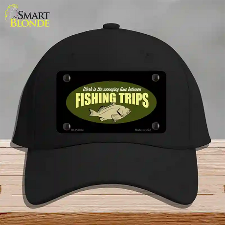 Fishing Trips Novelty License Plate Hat Cotton / Black