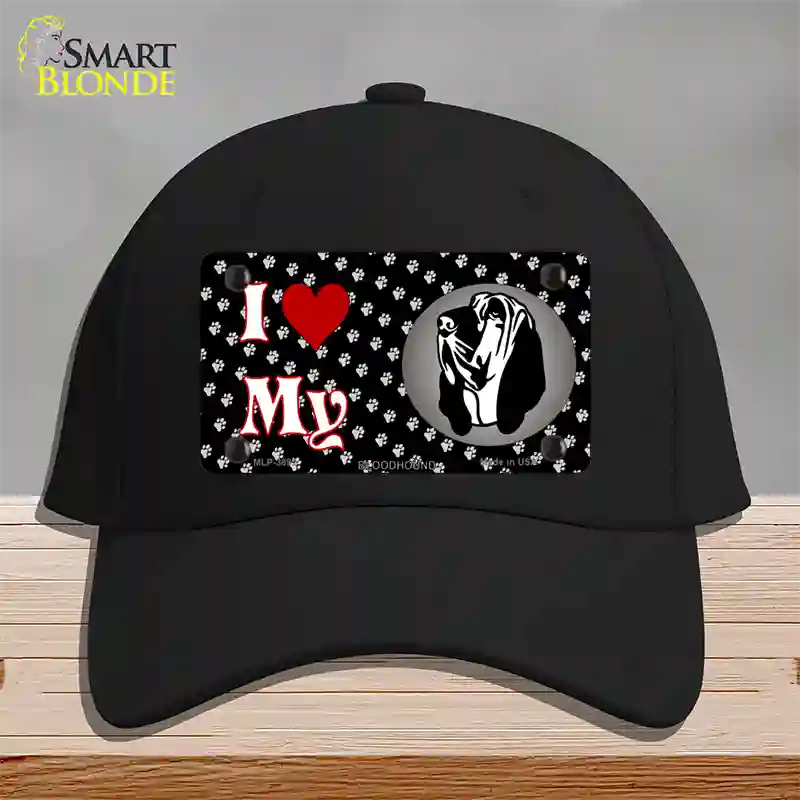 I Love My Bloodhound Novelty License Plate Hat Cotton / Black