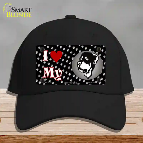 I Love My Rottweiler Novelty License Plate Hat Cotton / Black