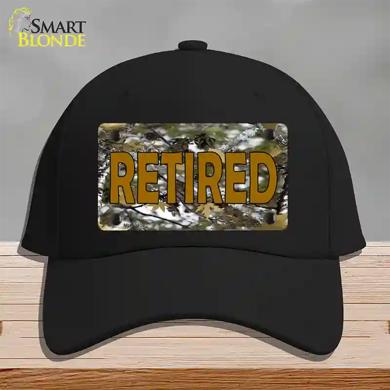 Retired Camouflage Novelty License Plate Hat Cotton / Black