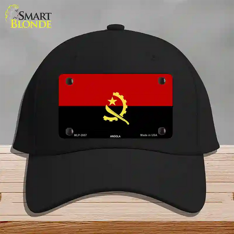 Angola Flag Novelty License Plate Hat Cotton / Black