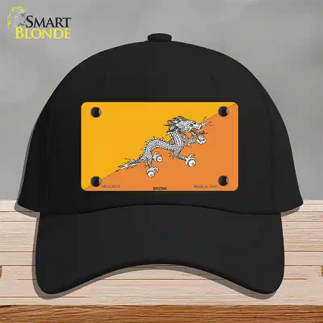 Bhutan Flag Novelty License Plate Hat Cotton / Black