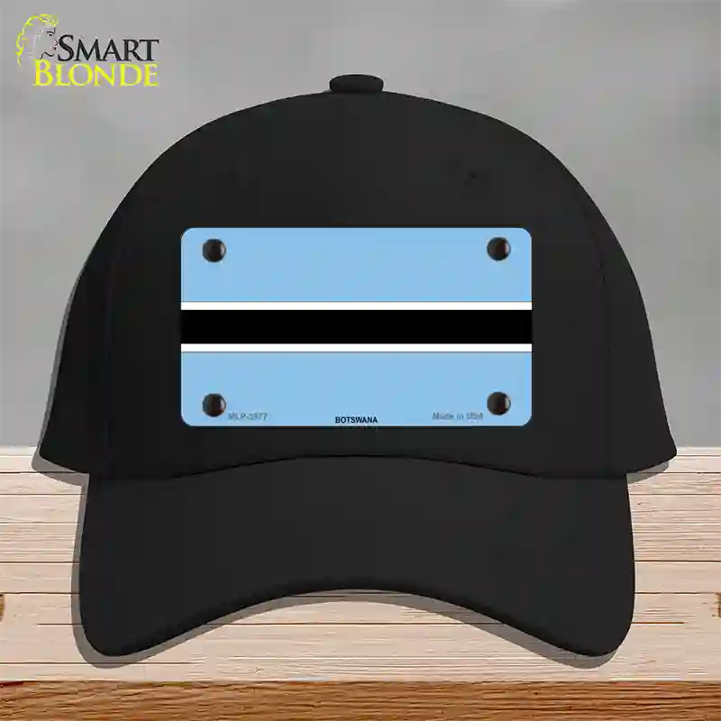 Botswana Flag Novelty License Plate Hat Cotton / Black