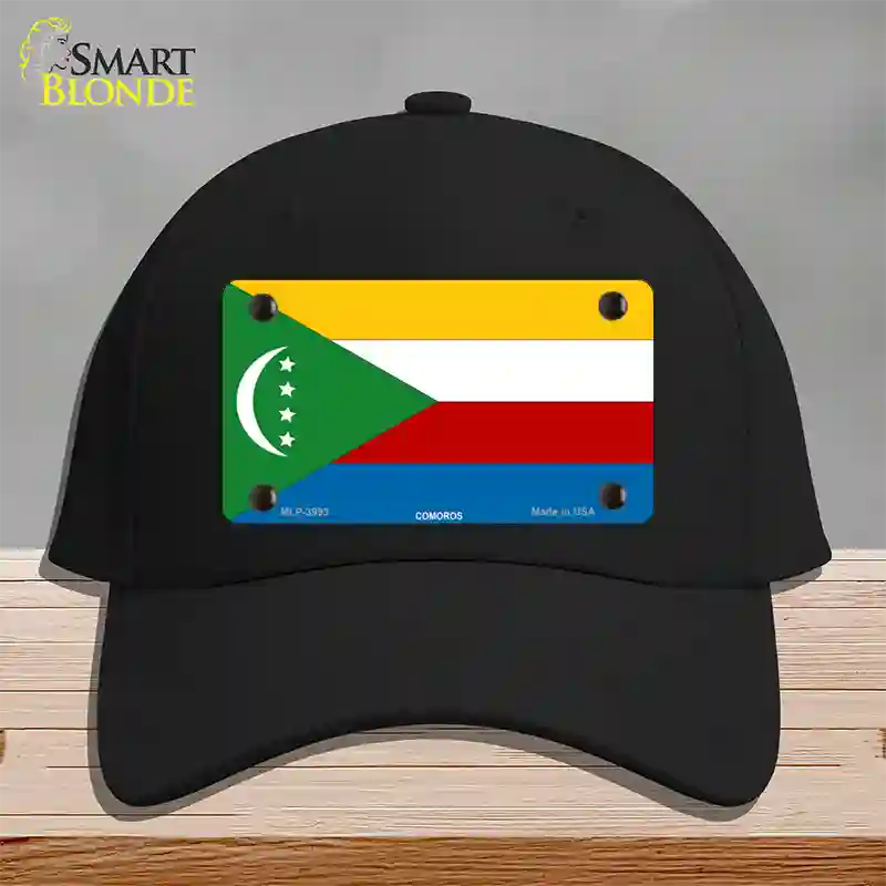 Comoros Flag Novelty License Plate Hat Cotton / Black