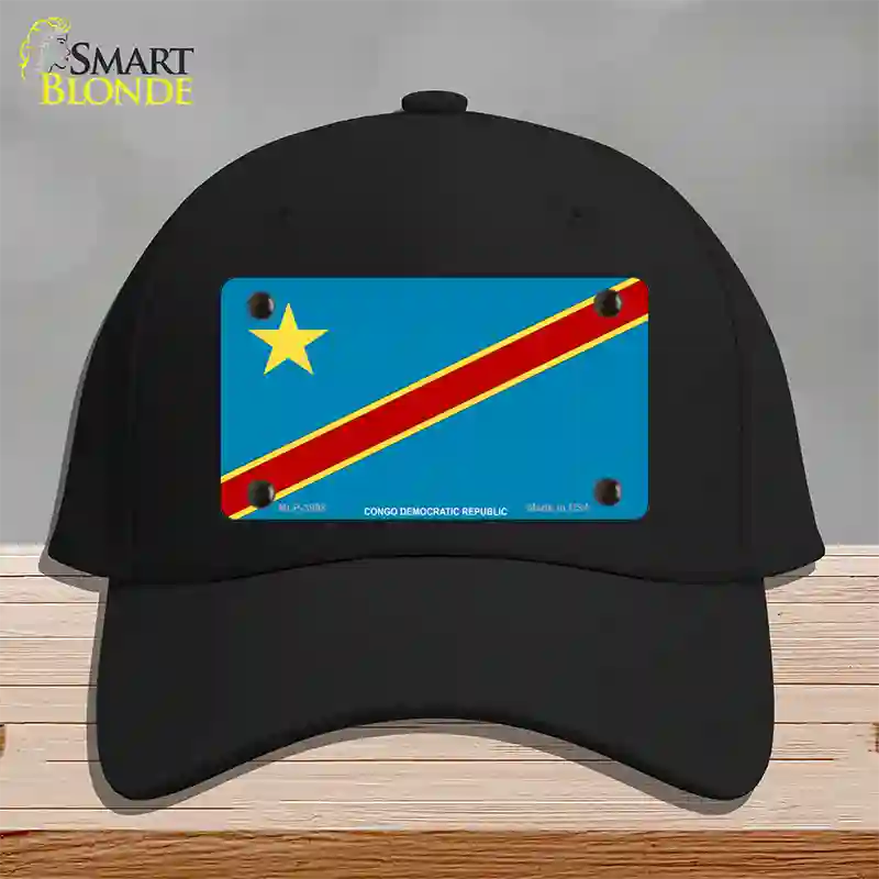 Congo Democratic Republic Flag Novelty License Plate Hat Cotton / Black