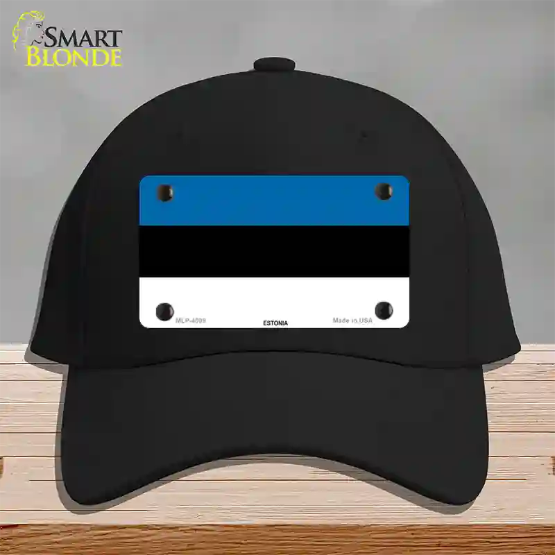 Estonia Flag Novelty License Plate Hat Cotton / Black