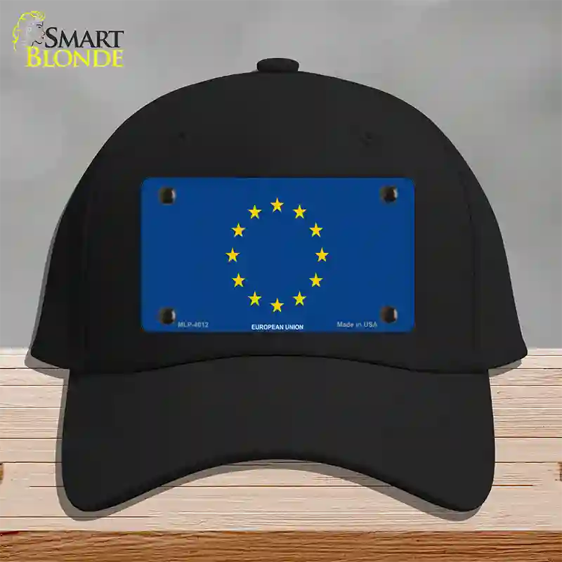 European Union Flag Novelty License Plate Hat Cotton / Black