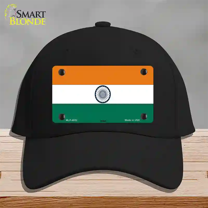 India Flag Novelty License Plate Hat Cotton / Black