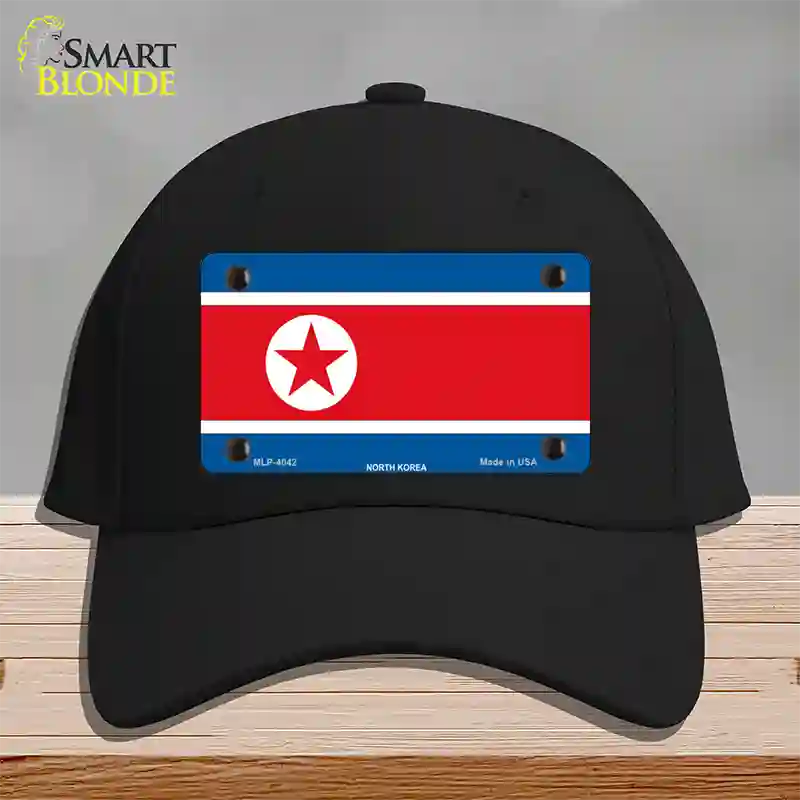 North Korea Flag Novelty License Plate Hat Cotton / Black