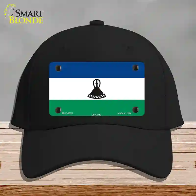 Lesotho Flag Novelty License Plate Hat Cotton / Black