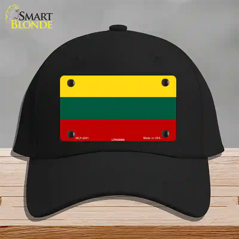 Lithuania Flag Novelty License Plate Hat Cotton / Black