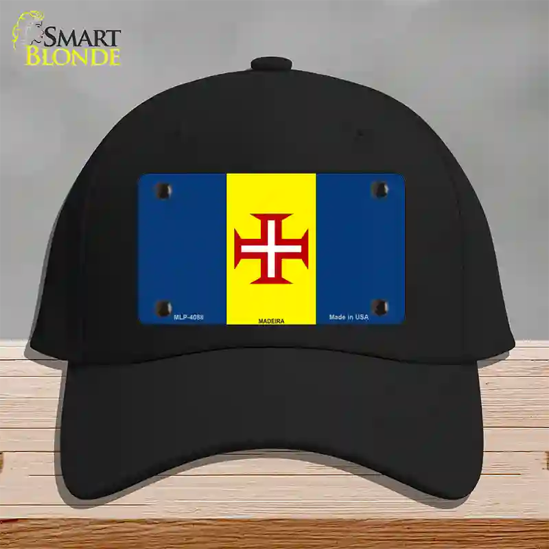 Madeira Flag Novelty License Plate Hat Cotton / Black