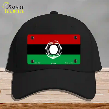 Malawi Flag Novelty License Plate Hat Cotton / Black