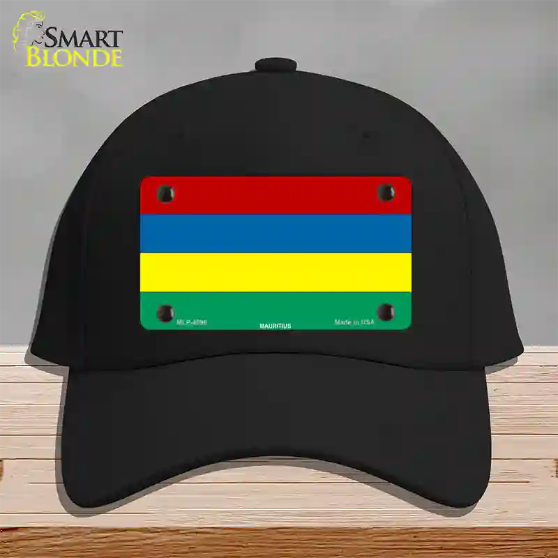 Mauritius Flag Novelty License Plate Hat Cotton / Black