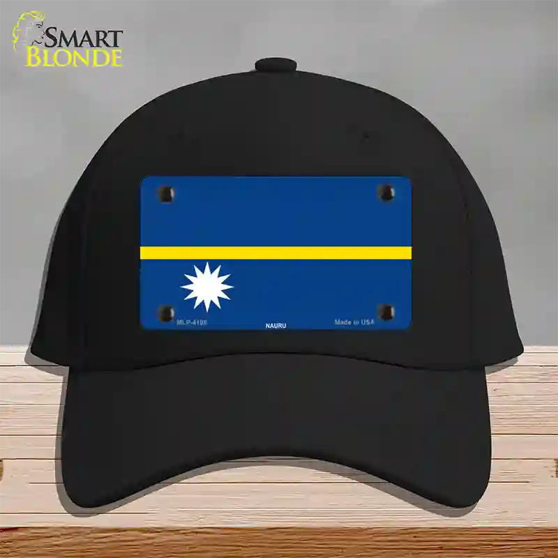 Nauru Flag Novelty License Plate Hat Cotton / Black