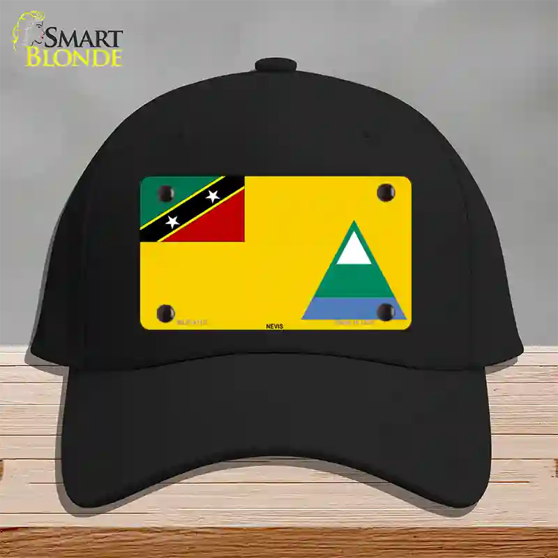 Nevis Flag Novelty License Plate Hat Cotton / Black