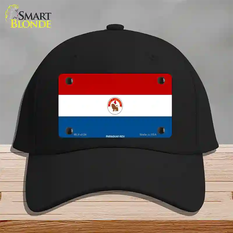 Paraguay-REV Flag Novelty License Plate Hat Cotton / Black