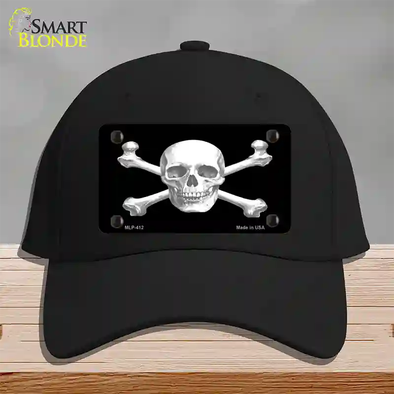 Skull And Cross Bones Novelty License Plate Hat Cotton / Black