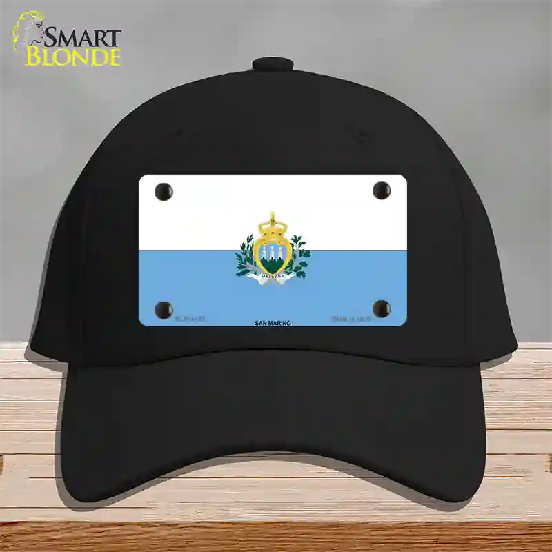 San Marino Flag Novelty License Plate Hat Cotton / Black