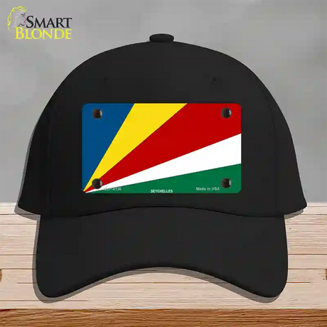 Seychelles Flag Novelty License Plate Hat Cotton / Black