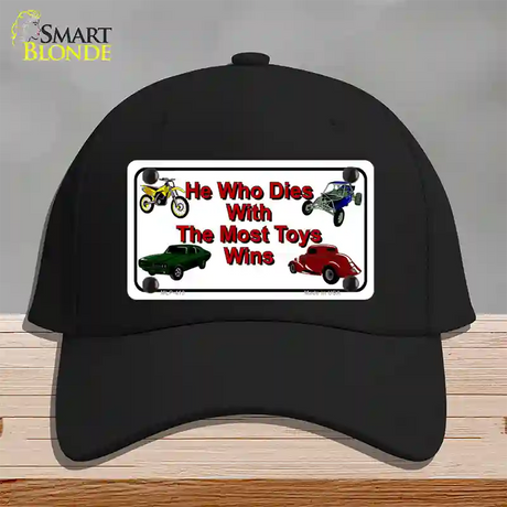 He With The Most Toys Wins Novelty License Plate Hat Cotton / Black