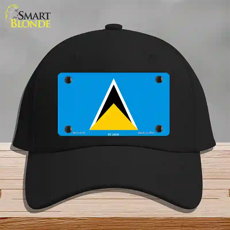 St Lucia Flag Novelty License Plate Hat Cotton / Black