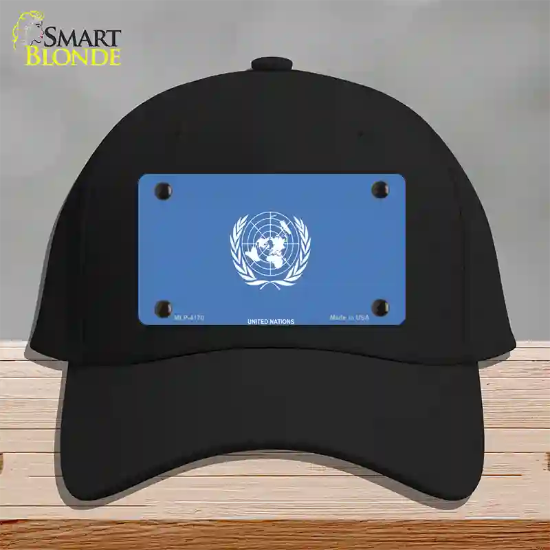 United Nations Flag Novelty License Plate Hat Cotton / Black