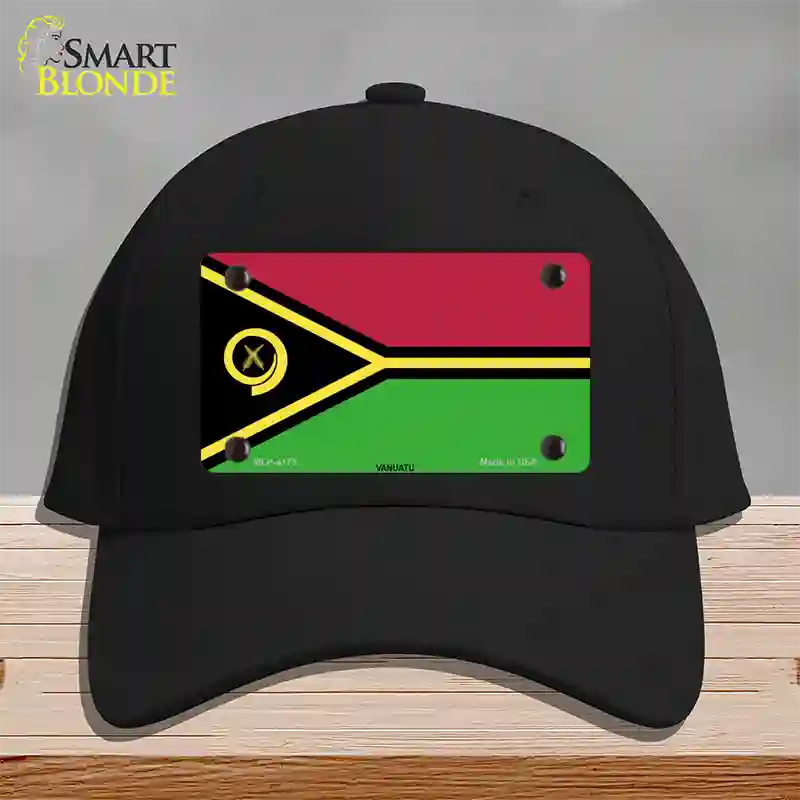 Vanuatu Flag Novelty License Plate Hat Cotton / Black