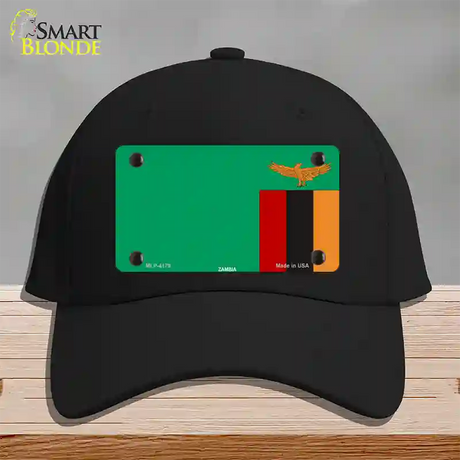 Zambia Flag Novelty License Plate Hat Cotton / Black