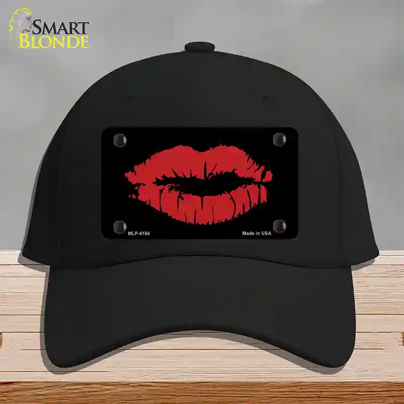 Full Red Lips Novelty License Plate Hat Cotton / Black