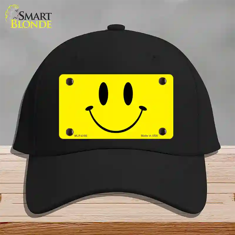 Happy Face Novelty License Plate Hat Cotton / Black