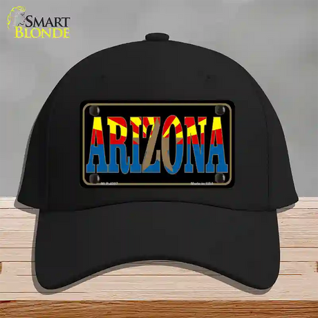 Arizona Inlayed State Flag Novelty License Plate Hat Cotton / Black