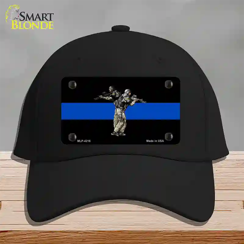 Thin Blue Line Police SWAT Novelty License Plate Hat Cotton / Black