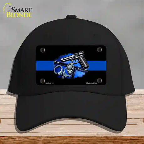 Thin Blue Line Badge Novelty License Plate Hat Cotton / Black