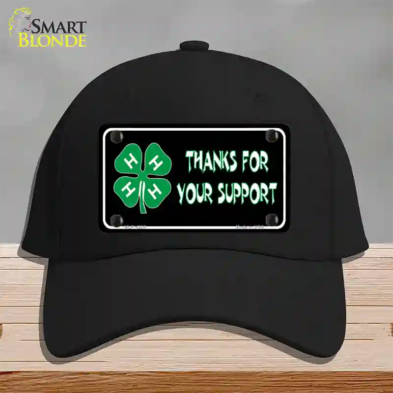 Thanks For Your Support 4-H Novelty License Plate Hat Cotton / Black