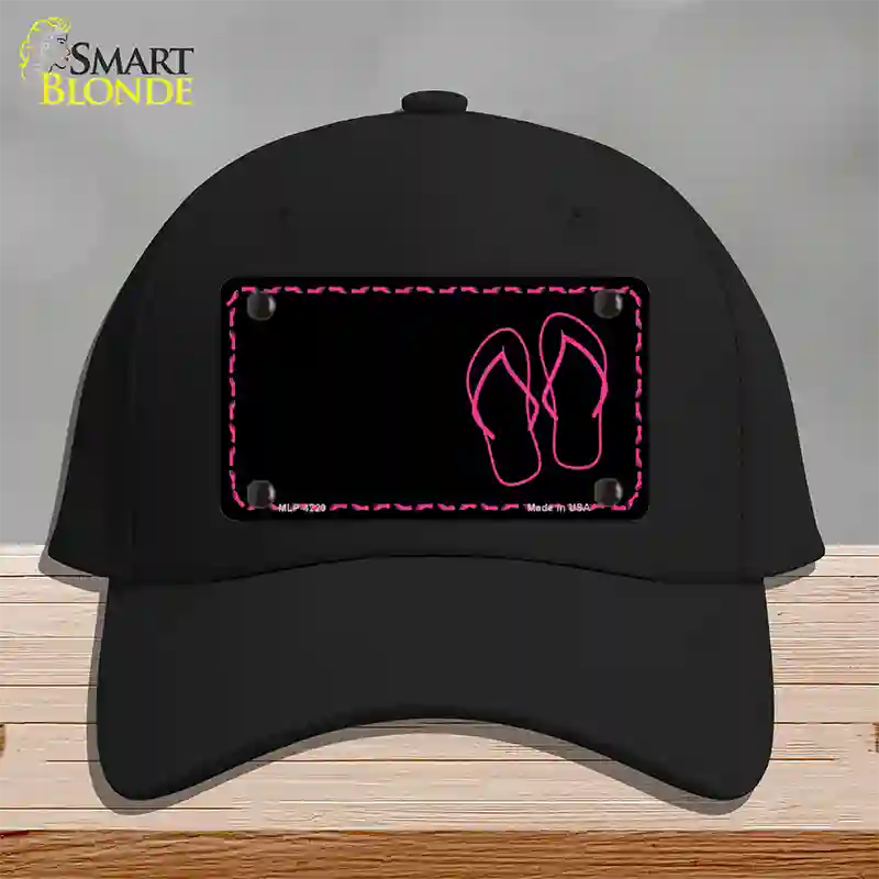 Flip Flops Pink Offset Novelty License Plate Hat Cotton / Black