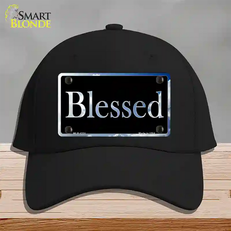 Blessed Blue Sky Cloud Novelty License Plate Hat Cotton / Black