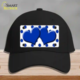 Blue White Polka Dot Blue Centered Hearts Novelty License Plate Hat Cotton / Black