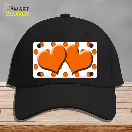 Orange White Polka Dot Orange Centered Hearts Novelty License Plate Hat Cotton / Black