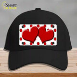 Red White Polka Dot Red Centered Hearts Novelty License Plate Hat Cotton / Black